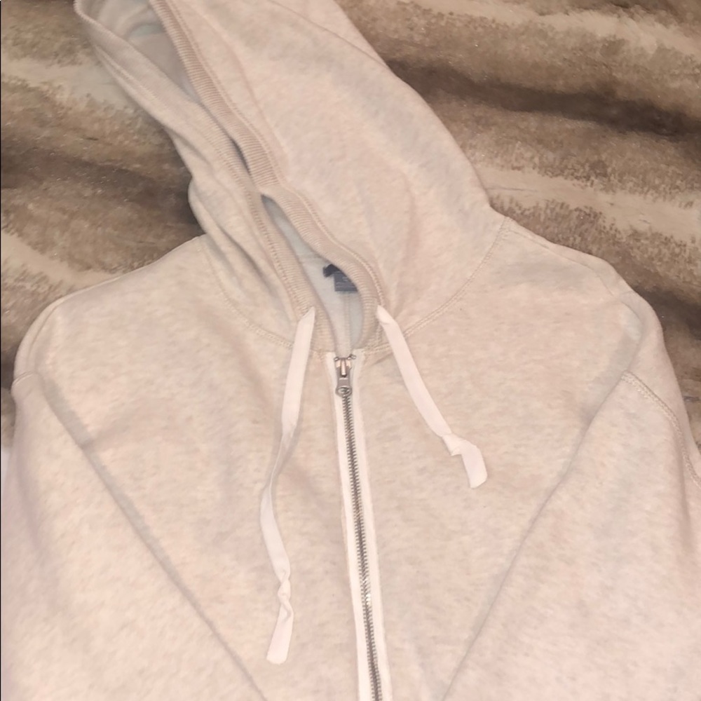 Aerie cream zip up hoodie